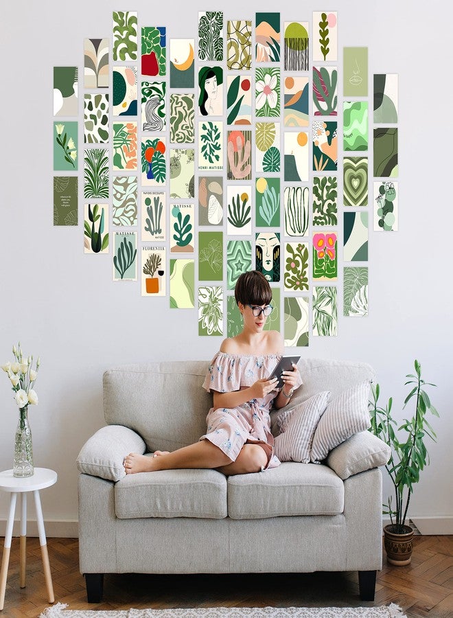 rousrie Paper (Pack Of 63 Cute Aesthetic Wall Collage Kit For Room Wall Decor, Peel And Stick Posters For Decoration 6 Inch By 4 Inch (Green) - Image 4